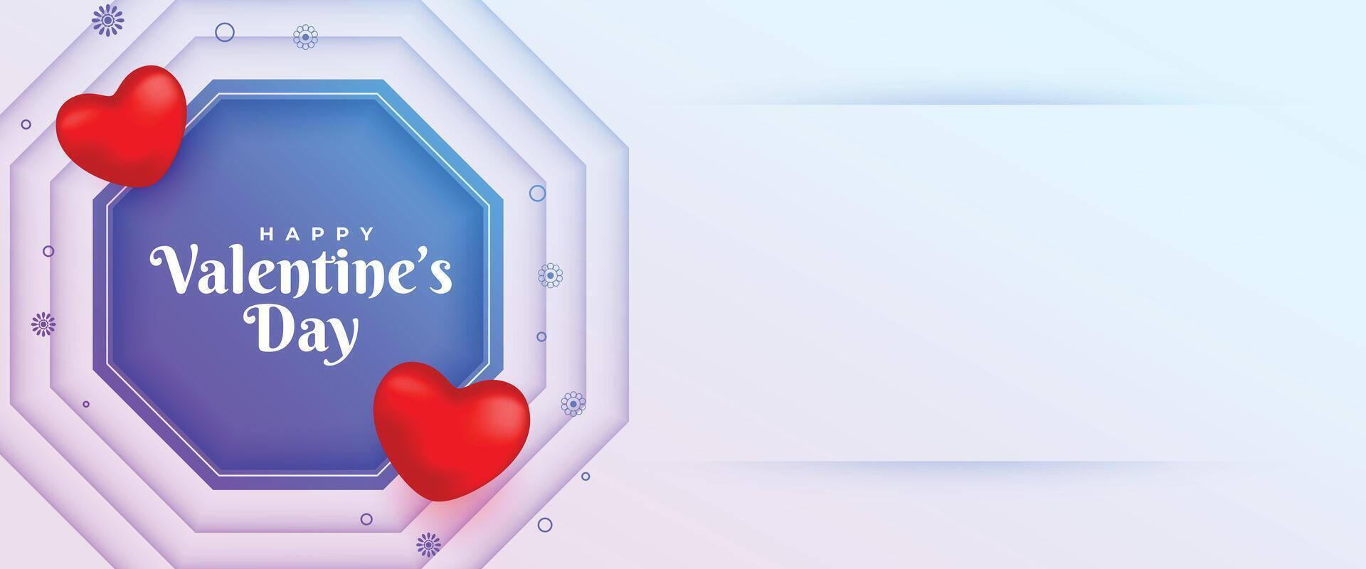 Valentinsgrüße Tag wünscht sich Banner mit 3d Herzen und Text Raum vektor