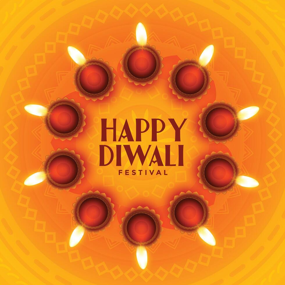glücklich Diwali Hintergrund mit diyas kreisförmig Rahmen vektor