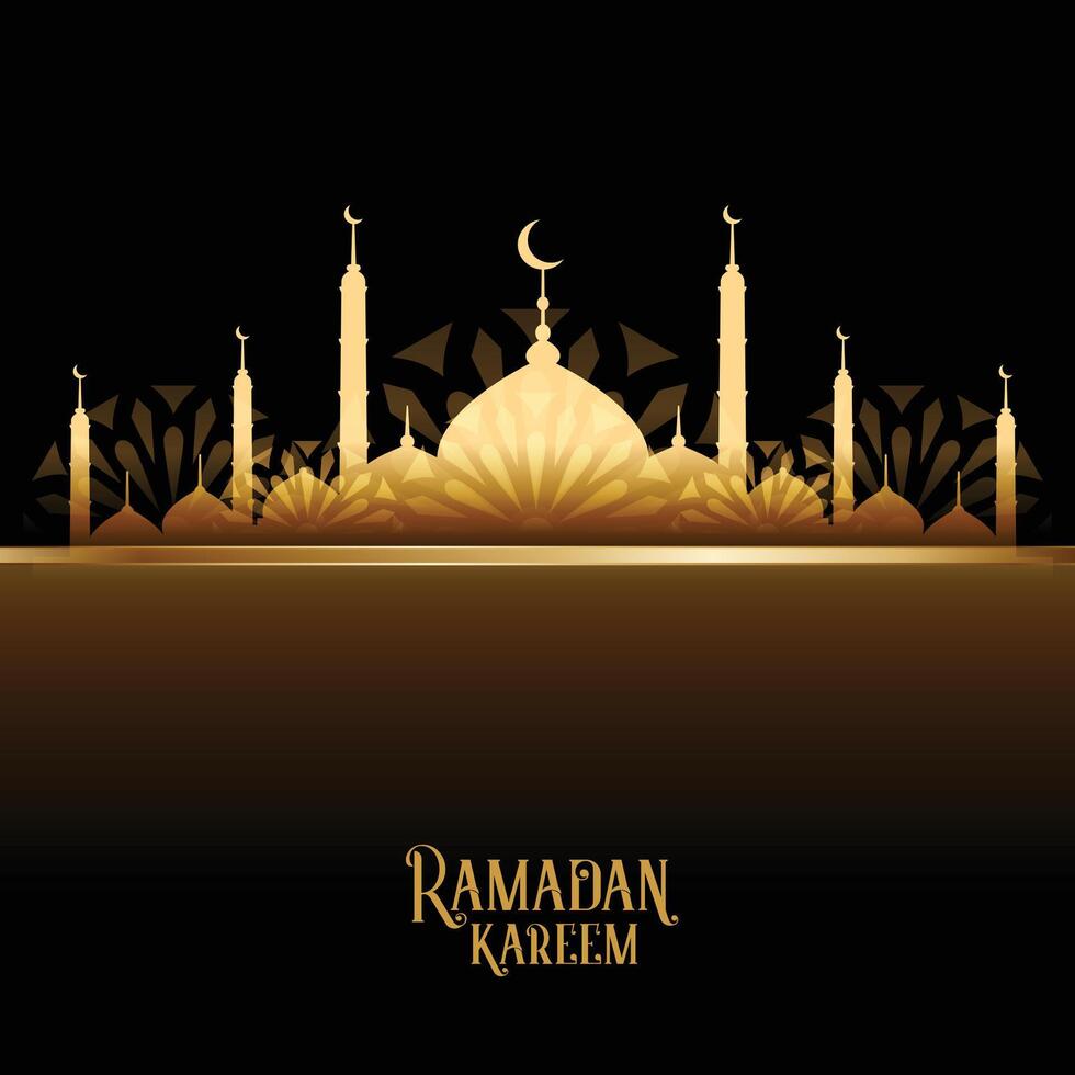 ramadan kareem gyllene moské design kort vektor