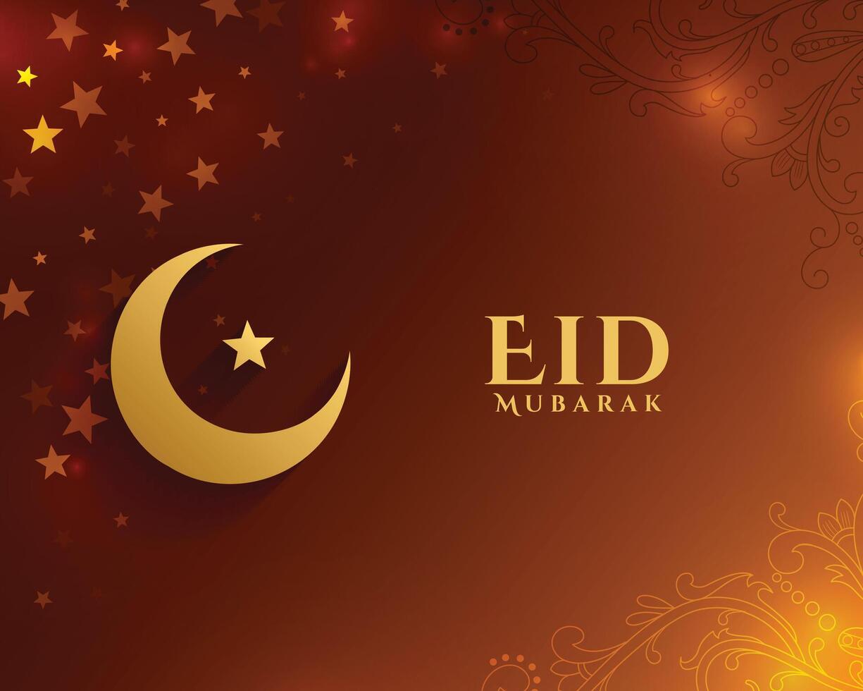 eid Mubarak islamisch Festival glänzend Hintergrund mit Halbmond und Star vektor