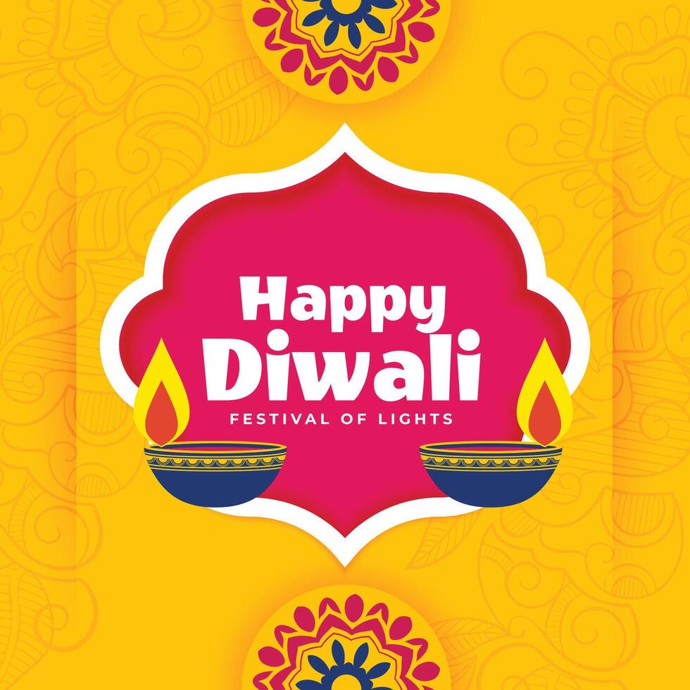 glücklich Diwali Banner Hintergrund im eben dekorativ Stil vektor