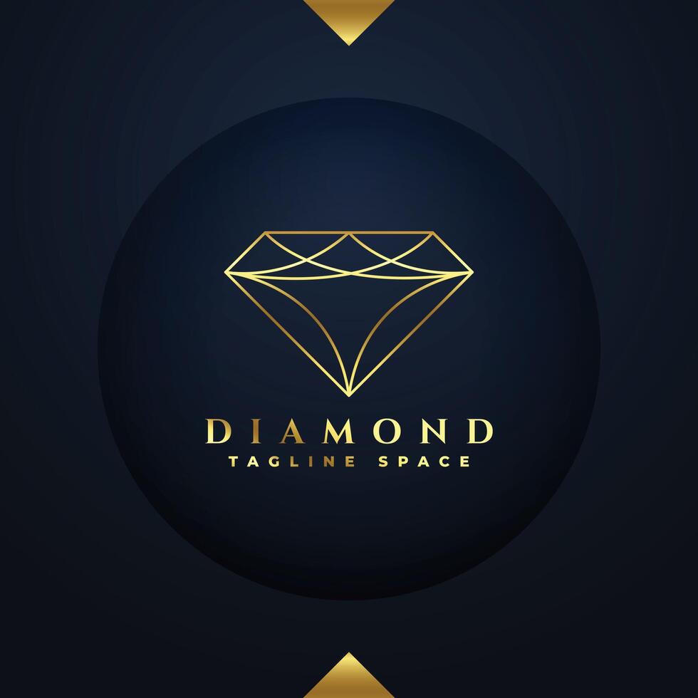 premie diamant logotyp mall i linje stil design vektor