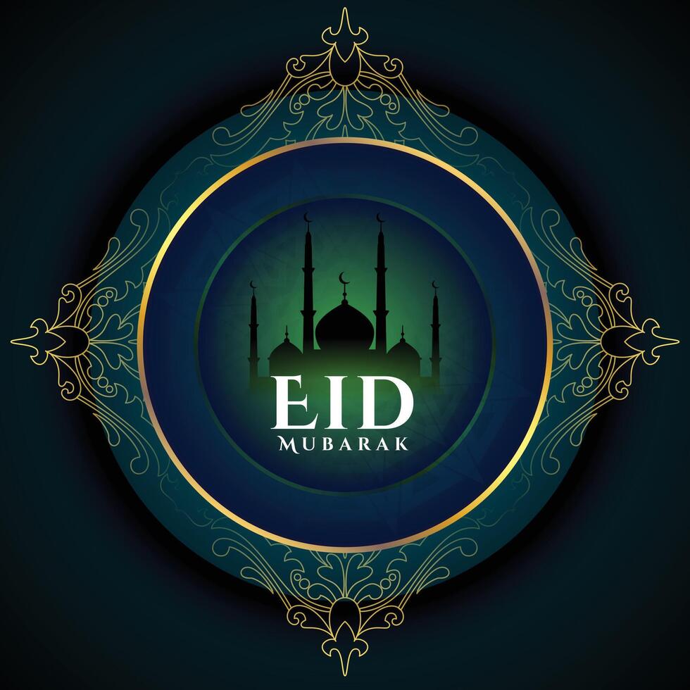 elegant eid mubarak fantastisk bakgrund med moské design vektor