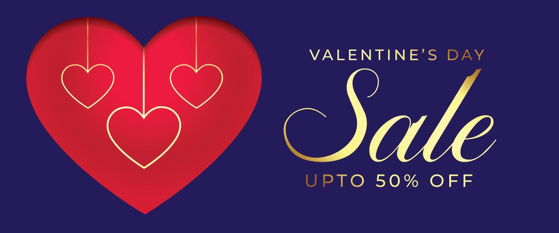 Valentinsgrüße Tag Verkauf und Rabatt Banner mit hängend Herzen vektor