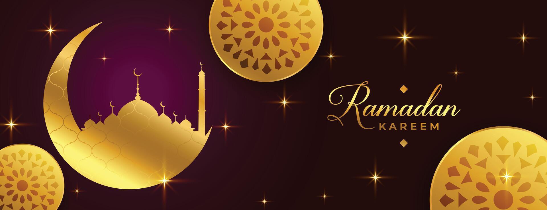 Ramadan kareem dekorativ islamisch golden Banner Design vektor