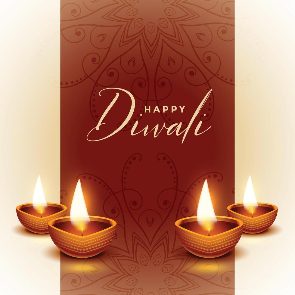 realistisch glücklich Diwali Diya Hintergrund Design vektor