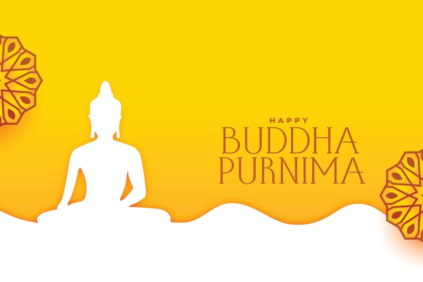 Papier Schnitt Stil Buddha Purnima Gelb Hintergrund zum Buddhist Dharma vektor