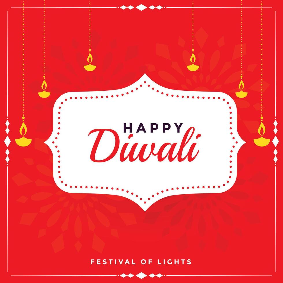 glücklich Diwali rot eben Karte dekorativ Hintergrund vektor