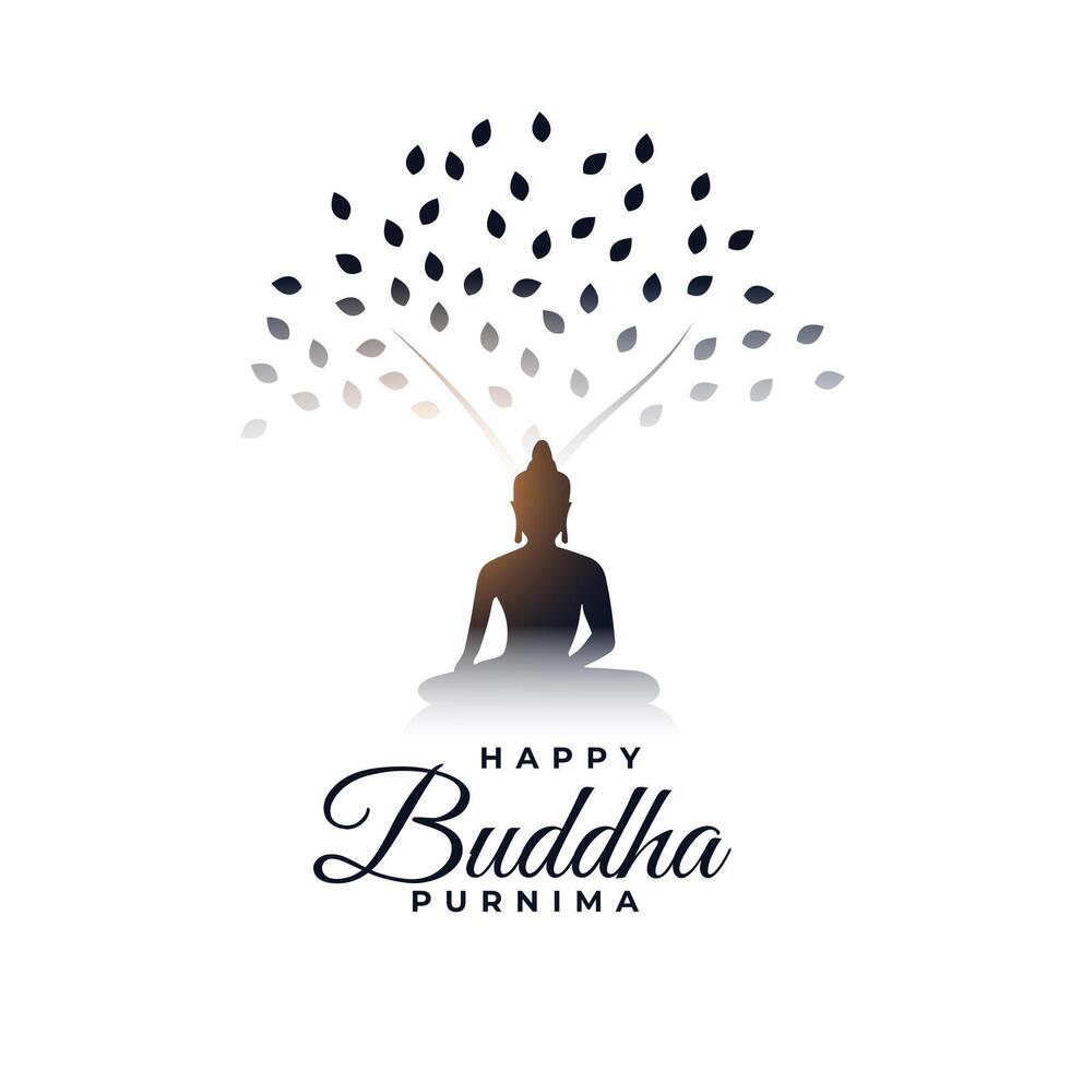 glücklich Buddha Purnima festlich Hintergrund ein Mönch unter Baum vektor