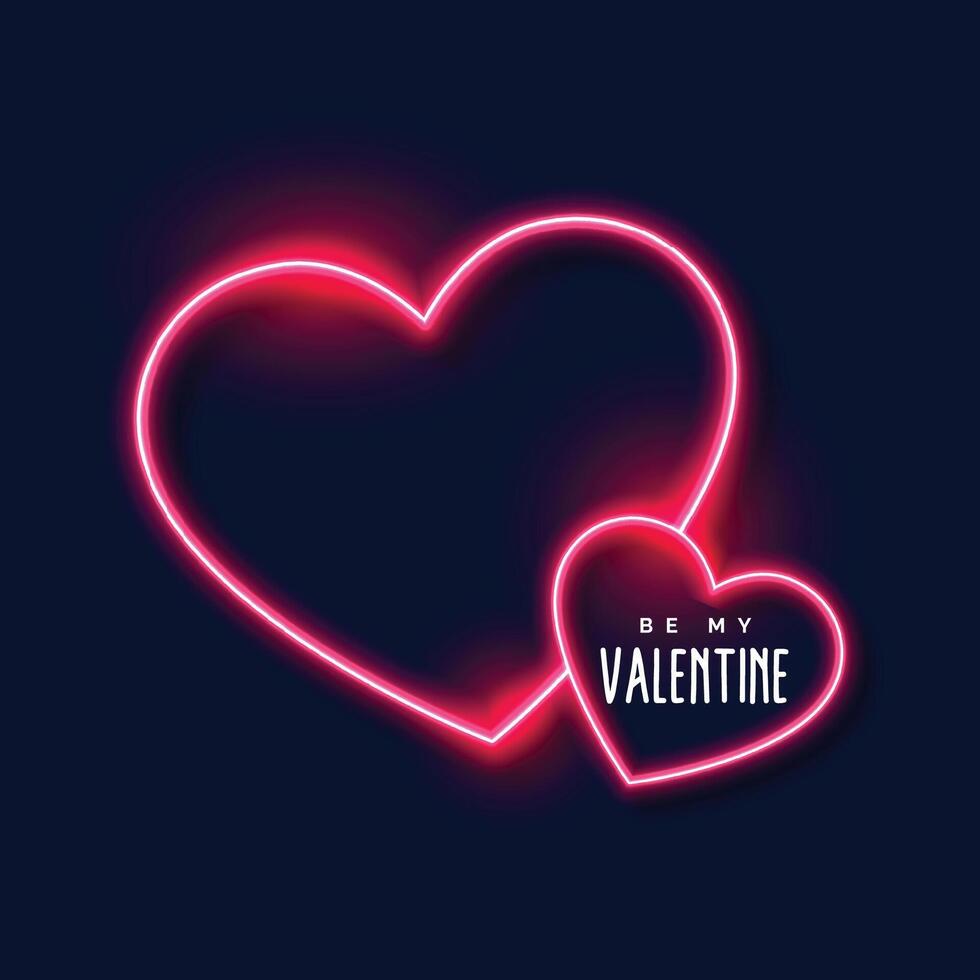 neon hjärtan bakgrund för valentines dag vektor