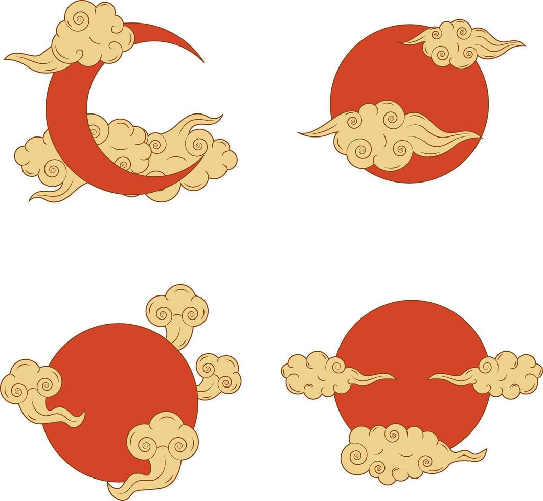 uppsättning av annorlunda måne kinesisk ny år. orientalisk asiatisk stil. vektor ikoner