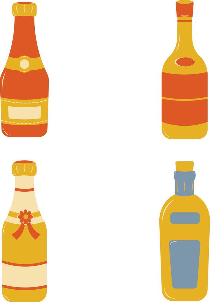 einstellen von verschiedene Flaschen Symbole. isoliert auf Weiß Hintergrund vektor