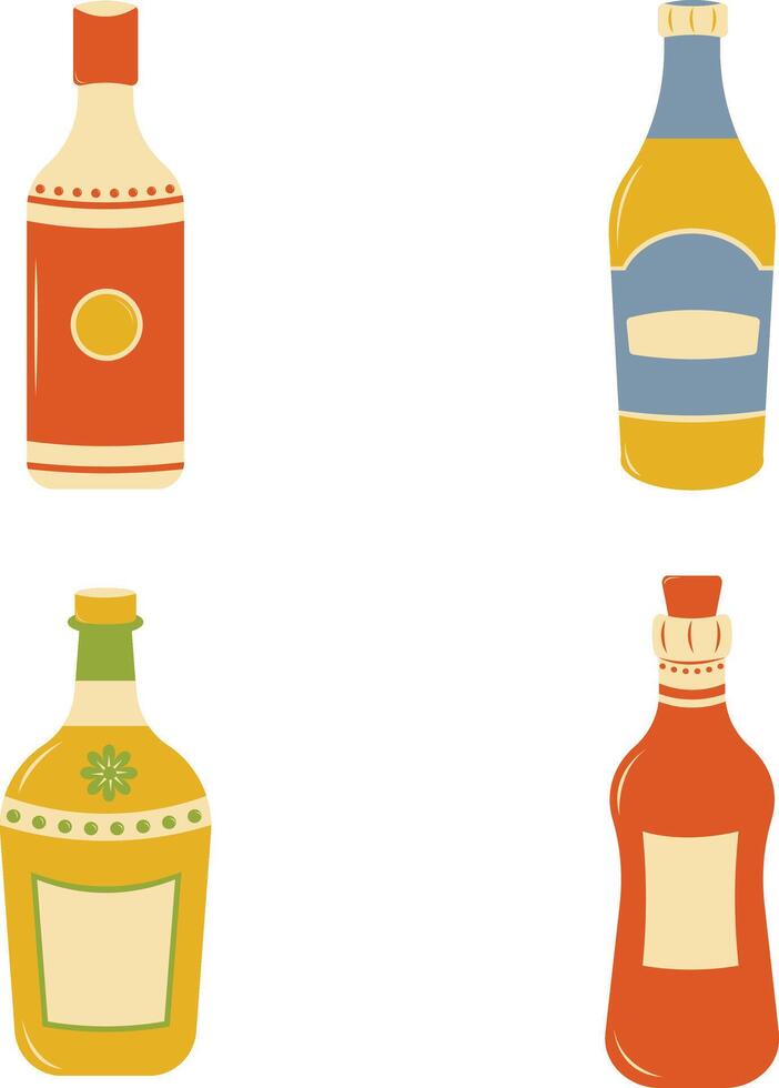uppsättning av olika flaskor ikoner. isolerat på vit bakgrund vektor
