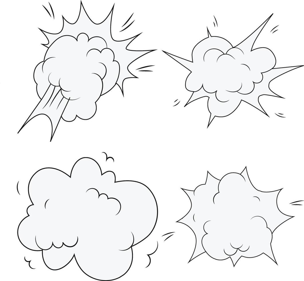 Comics Explosion Wolken Symbole. Comic chatten, Karikatur Vektor Illustration