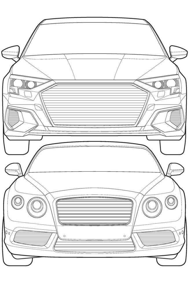 uppsättning av bil isolerat illustration, vektor linje konst, transport vektor bunt, sporter bil, modern bil, bil begrepp, linje vektor.