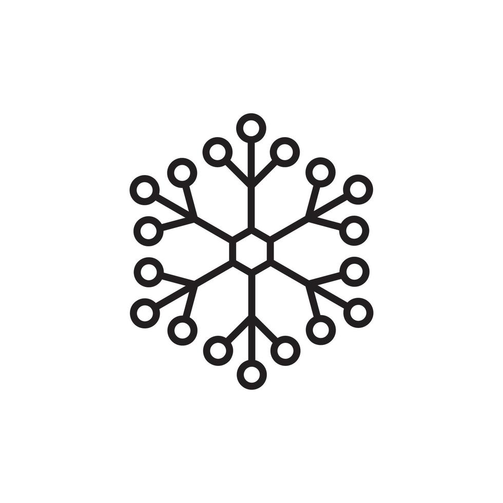 jul vektor kalligrafiska snöflinga. handritad ikon i trendig platt stil isolerad på vit bakgrund. xmas snö vinter illustration