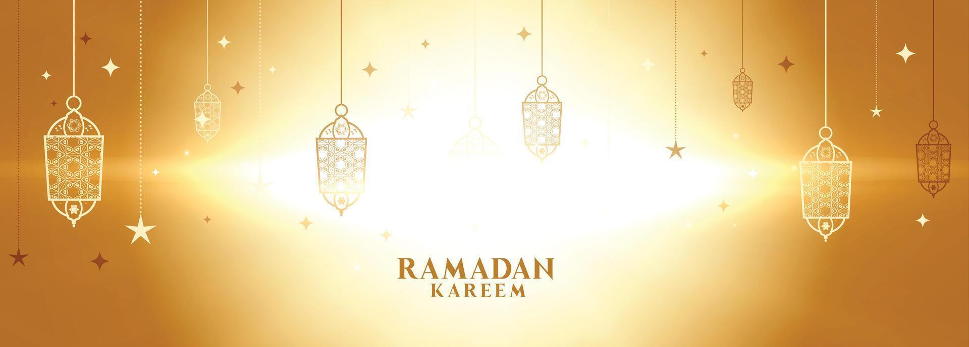 ramadan kareem lysande baner med lampor dekoration vektor