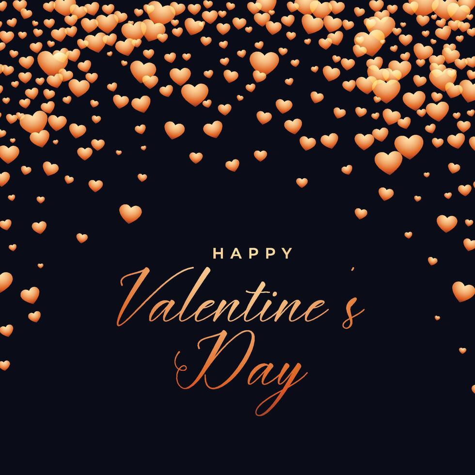 schwarz Hintergrund mit fallen Herzen Valentinsgrüße Tag vektor