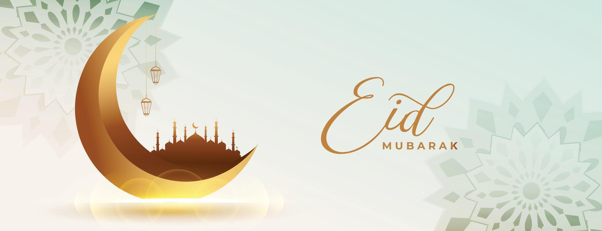 realistisch eid Mubarak Festival religiös Banner Design vektor