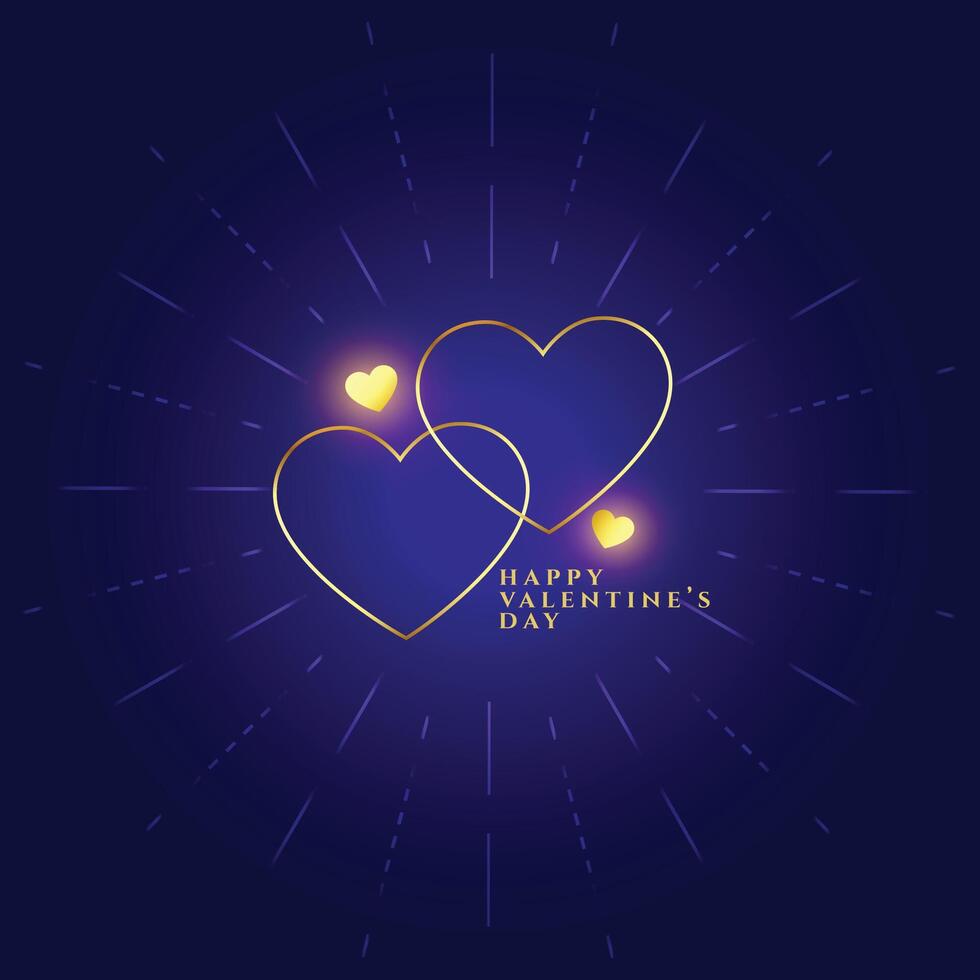 elegant Valentinsgrüße Tag Hintergrund mit Linie Stil golden Herzen vektor