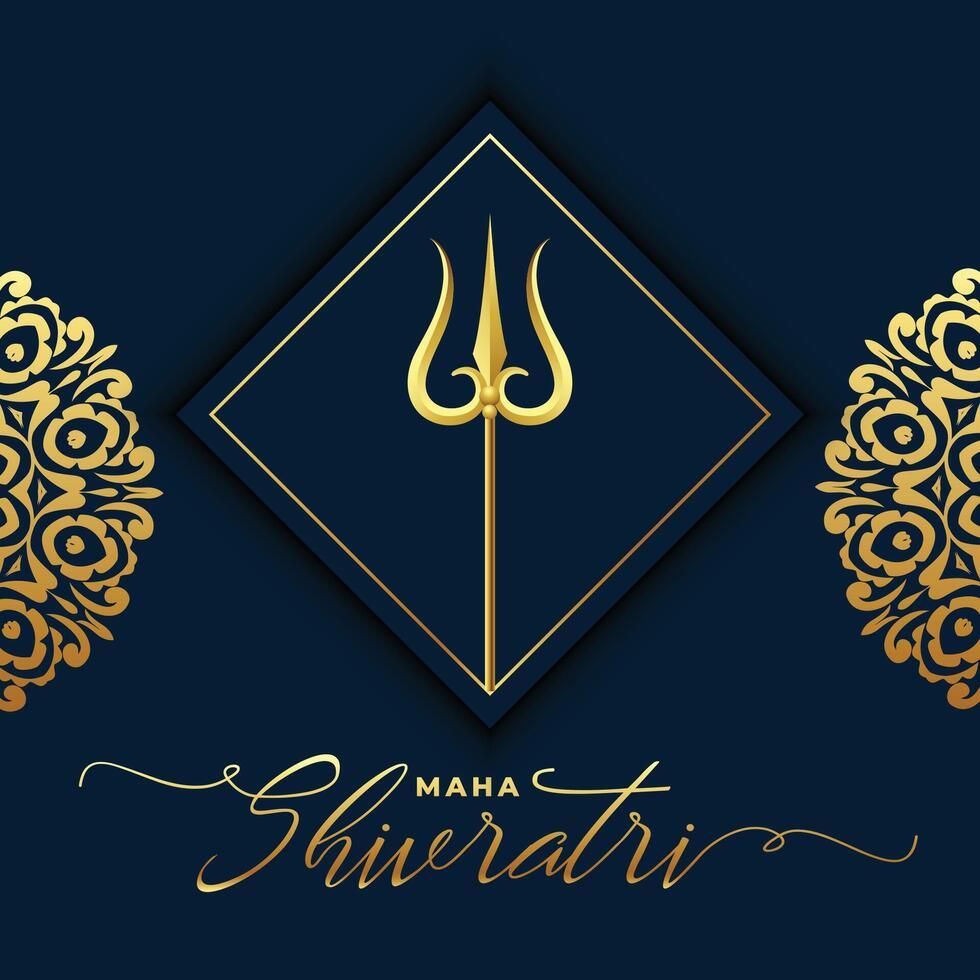 maha Shivratri religiös Hintergrund mit Herr Shiva golden Trishul vektor