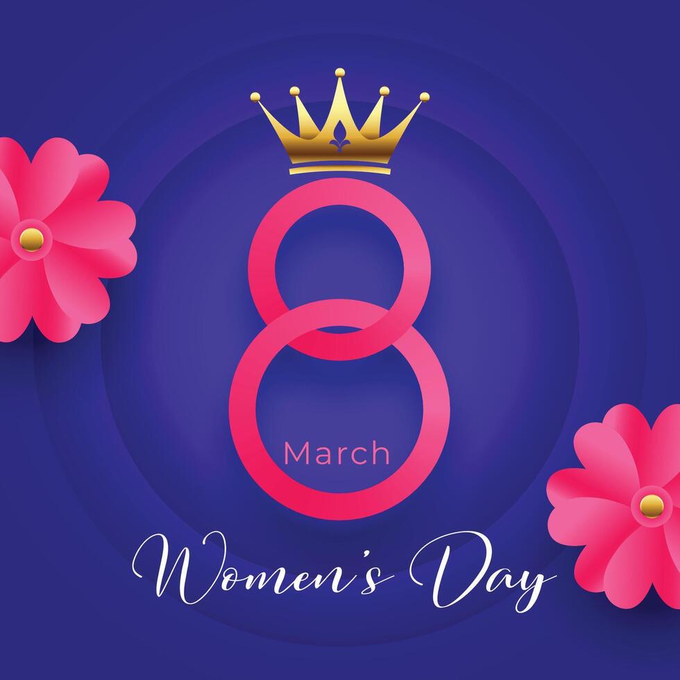 International Damen Tag Hintergrund mit golden Krone und Blume vektor