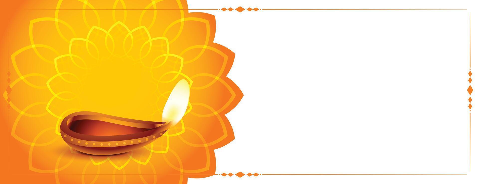 traditionell glücklich Diwali Gelb dekorativ Banner Design vektor