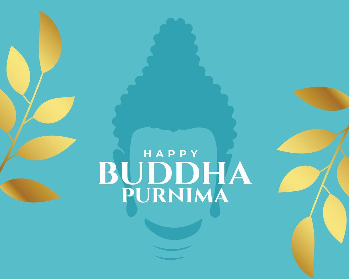 glücklich Buddha Purnima religiös Hintergrund mit golden verlassen Design vektor
