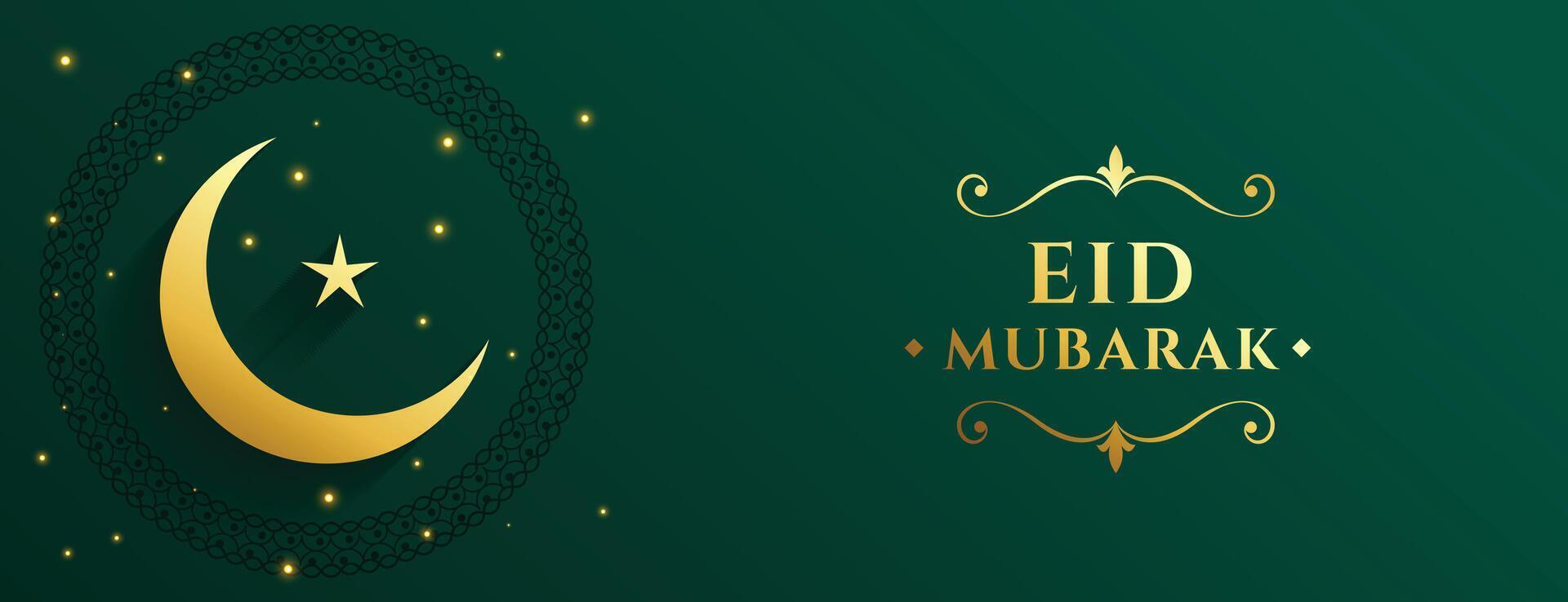 Muslim Festival eid Mubarak Banner mit golden Halbmond Mond vektor