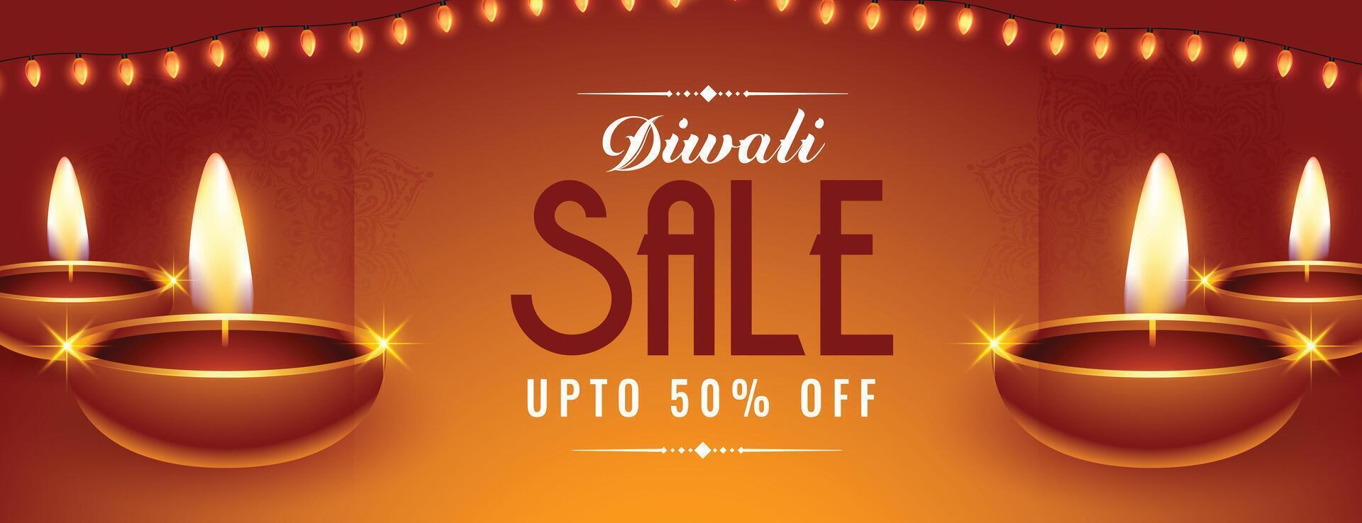 Festival Diwali Verkauf und Rabatt realistisch Banner vektor