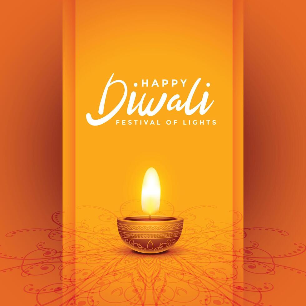 traditionell glücklich Diwali Festival dekorativ Orange Karte Design vektor