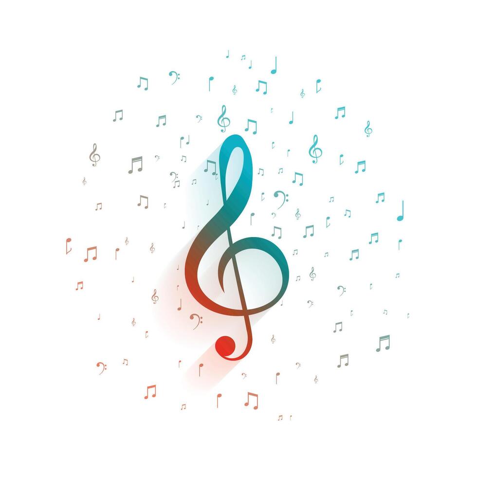 diskant klav symbol på vit bakgrund med musik anteckningar vektor