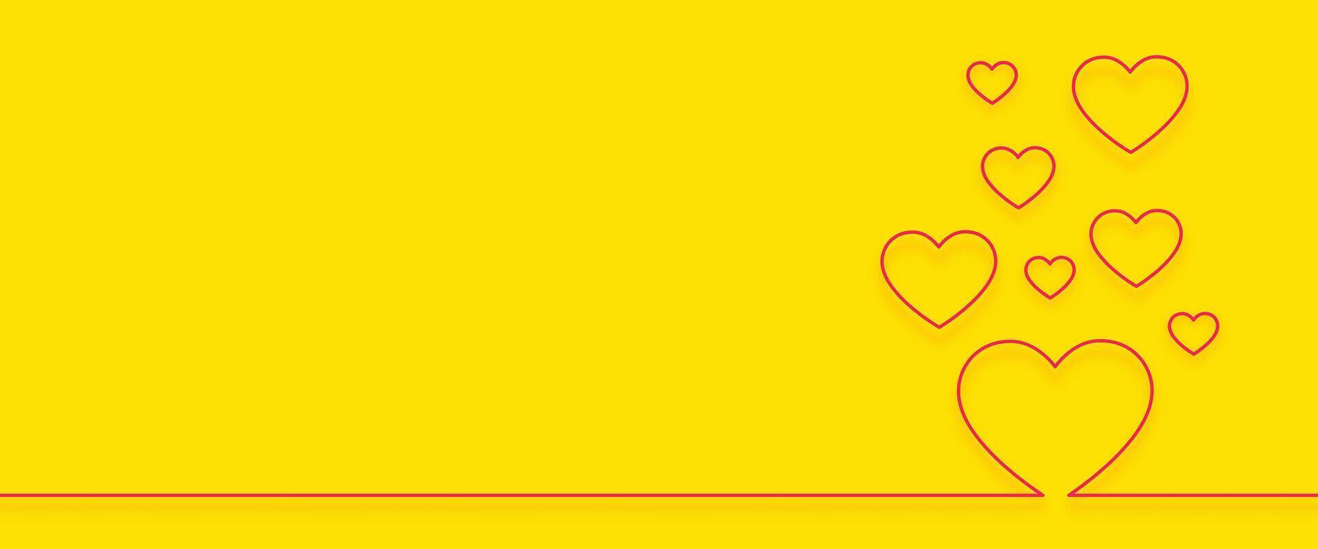 Valentinsgrüße Tag eben Banner mit Linie Stil Herzen und Text Raum vektor