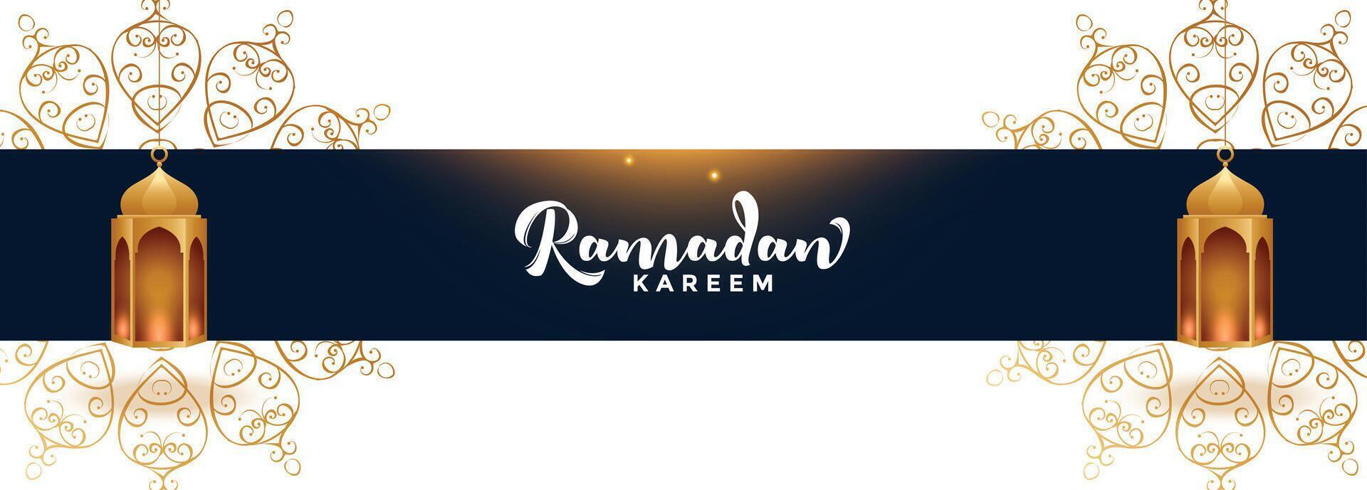 Ramadan kareem traditionell Banner mit islamisch Lampen vektor