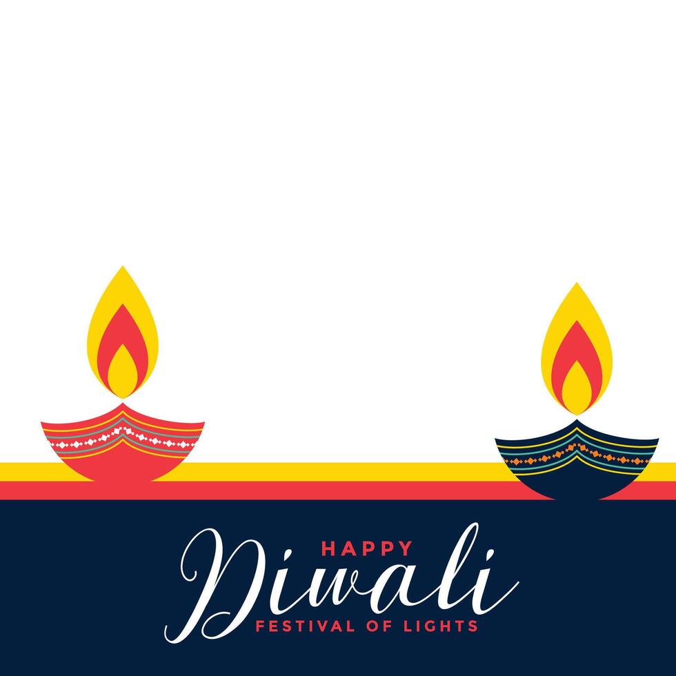 Lycklig diwali platt dekorativ diya kort design vektor