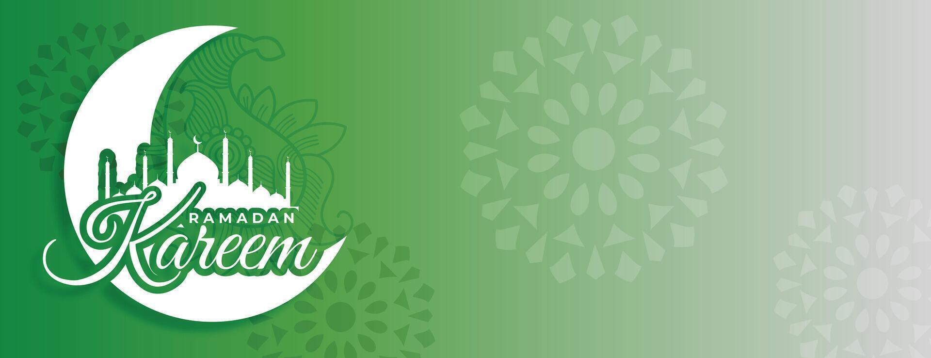 ramadan kareem grön dekorativ baner med text Plats vektor