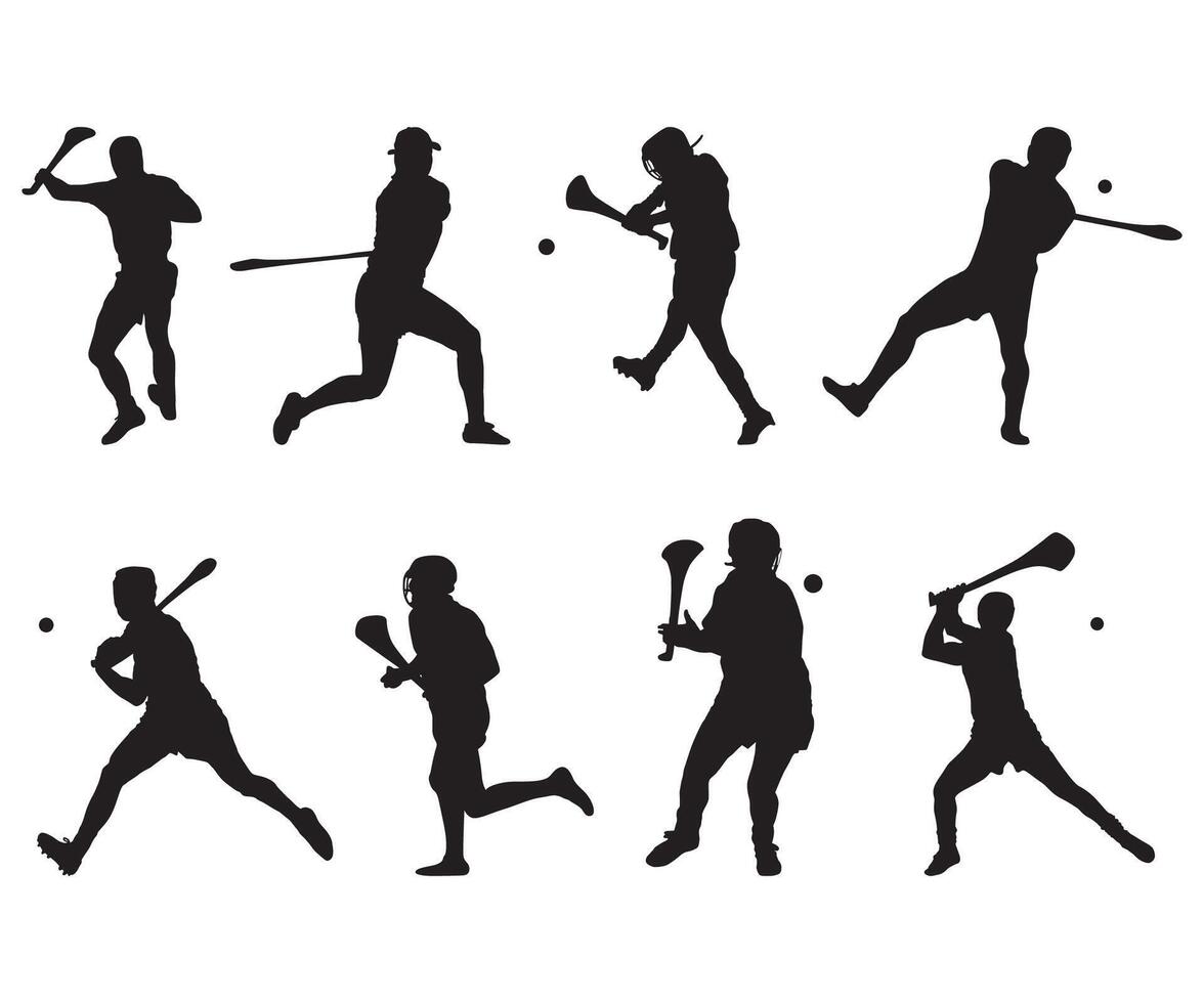 schleudern Vektor, schleudern Silhouette, schleudern Grafik Silhouette, schleudern Schläger, Sport Camogie, irisch Sport gälisch Silhouette vektor