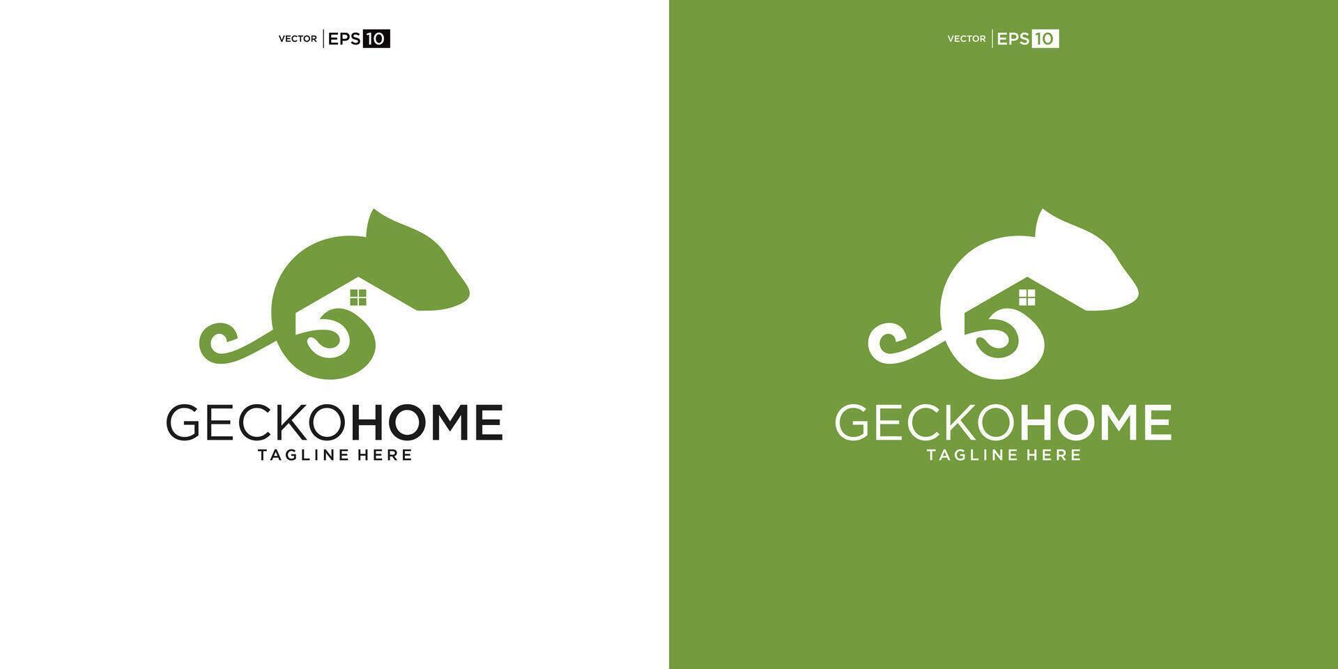 kreativ gecko och hus logotyp vektor begrepp element