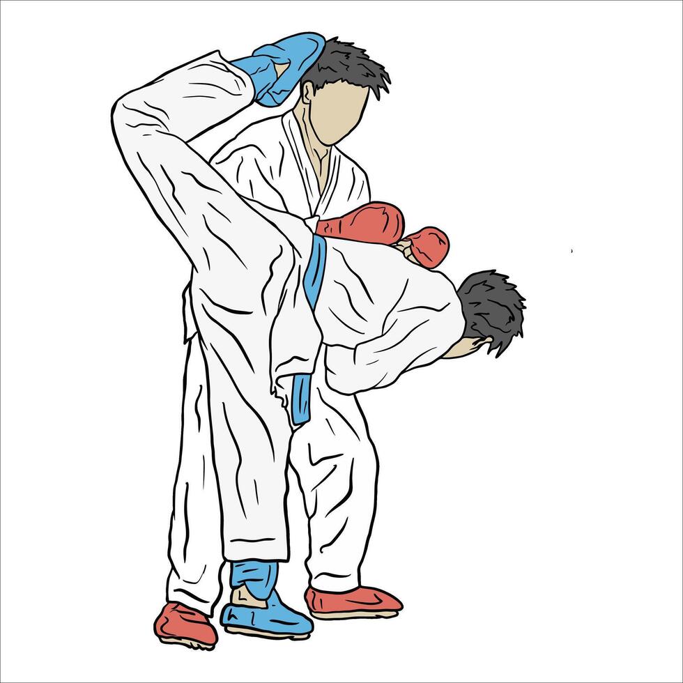 Karate Abbildung Sparring Vektor Kumite