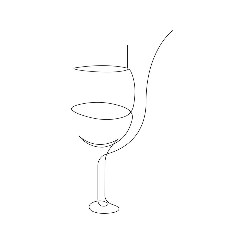 vektor kontinuerlig ett linje teckning av vin glas bäst använda sig av för logotyp, affisch, banner och bakgrund