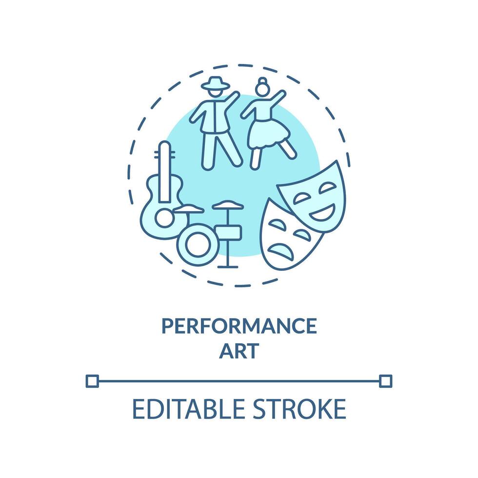 2d editierbar Blau Performance Kunst Symbol, monochromatisch isoliert Vektor, dünn Linie Illustration Darstellen außerhalb des Lehrplans Aktivitäten. vektor