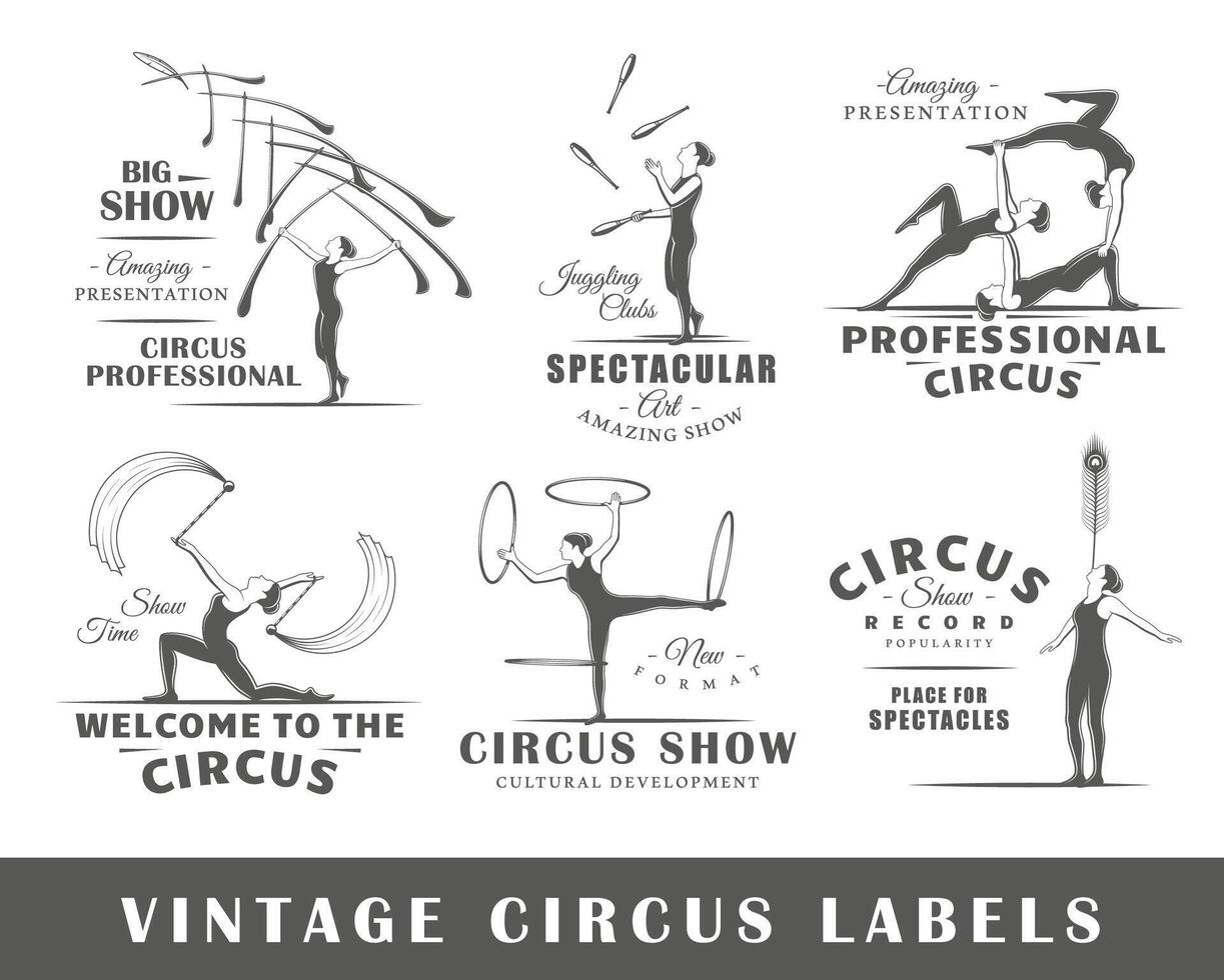 einstellen von Jahrgang Zirkus Etiketten vektor