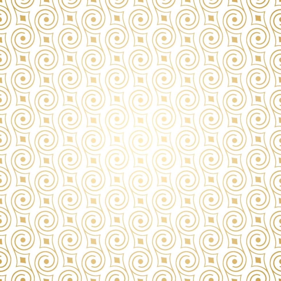 lyxigt gyllene art déco sömlöst mönster med virvlar, vita och guldfärger vektor