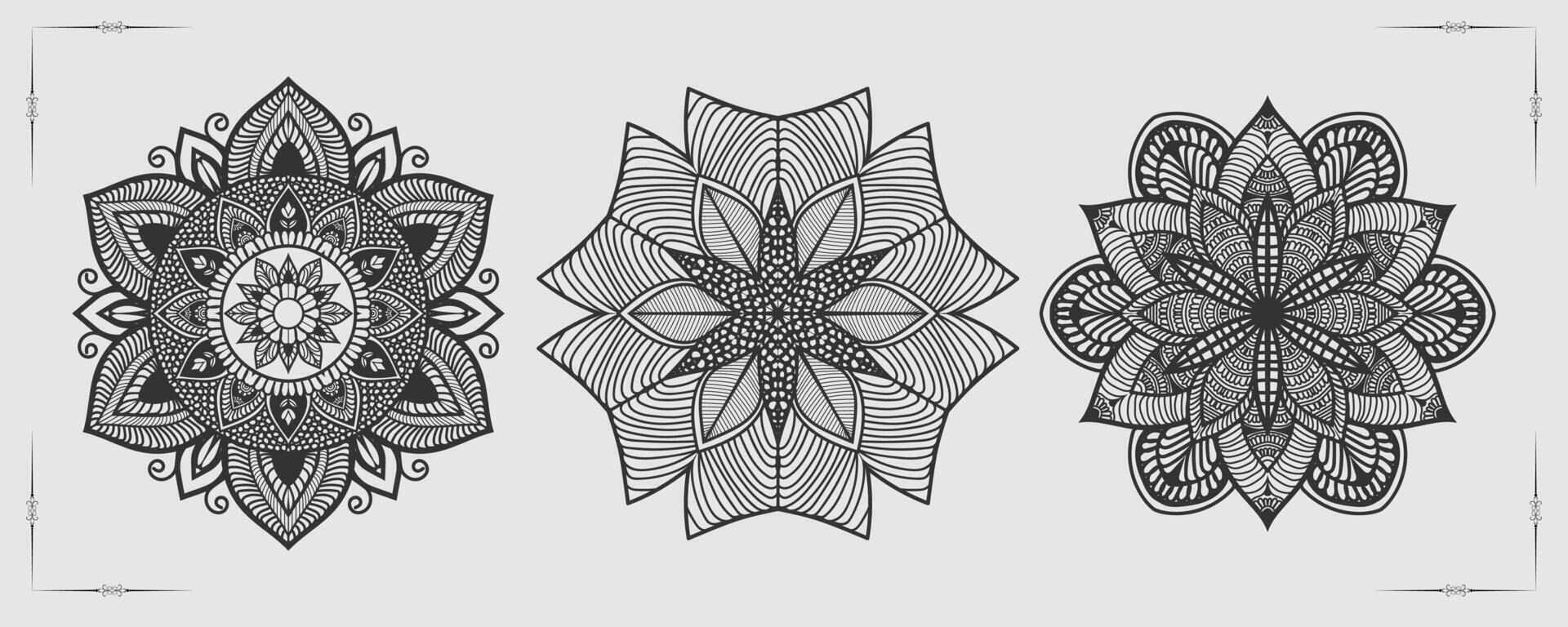 vektor lyx mandala mall bakgrund och dekorativ design för färg sida, hälsning kort, inbjudan, tatuering, blommig mandala.