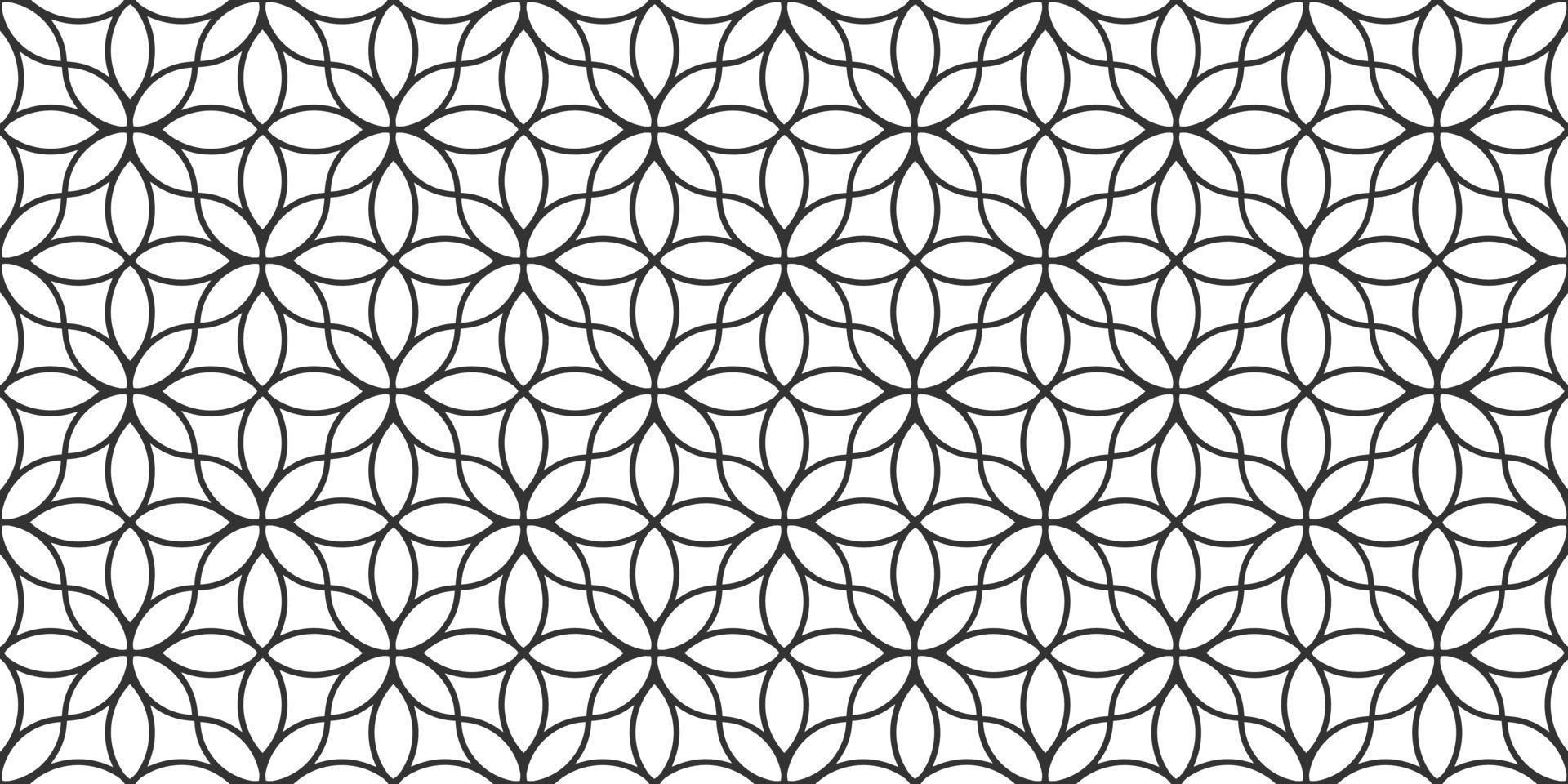 florales lineares monochromes nahtloses Muster im orientalischen Stil, zarte Ornamente, schwarz-weiße Textur vektor