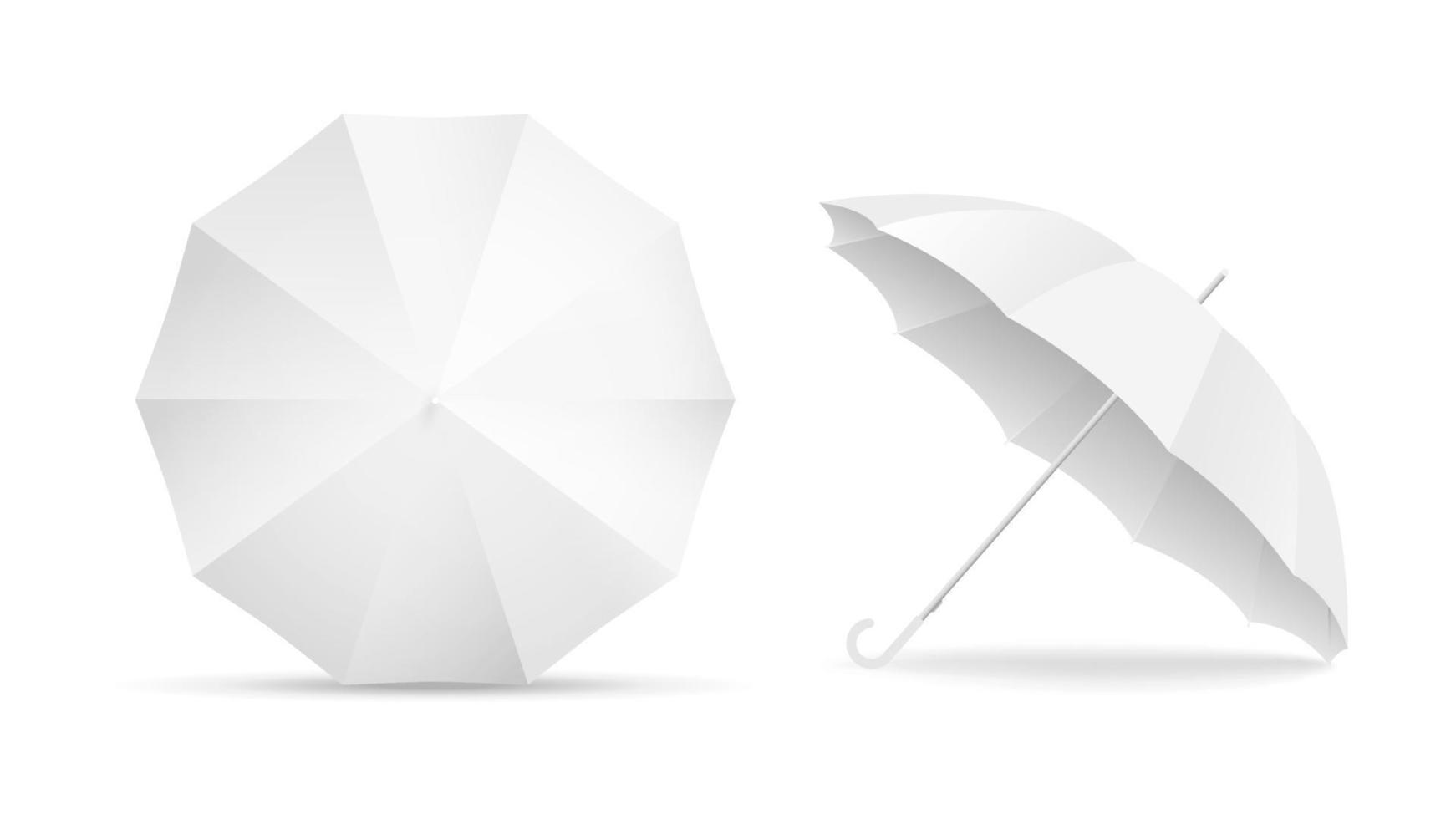 weißer leerer Regenschirm-Icon-Set isoliert auf weißem Hintergrund vektor
