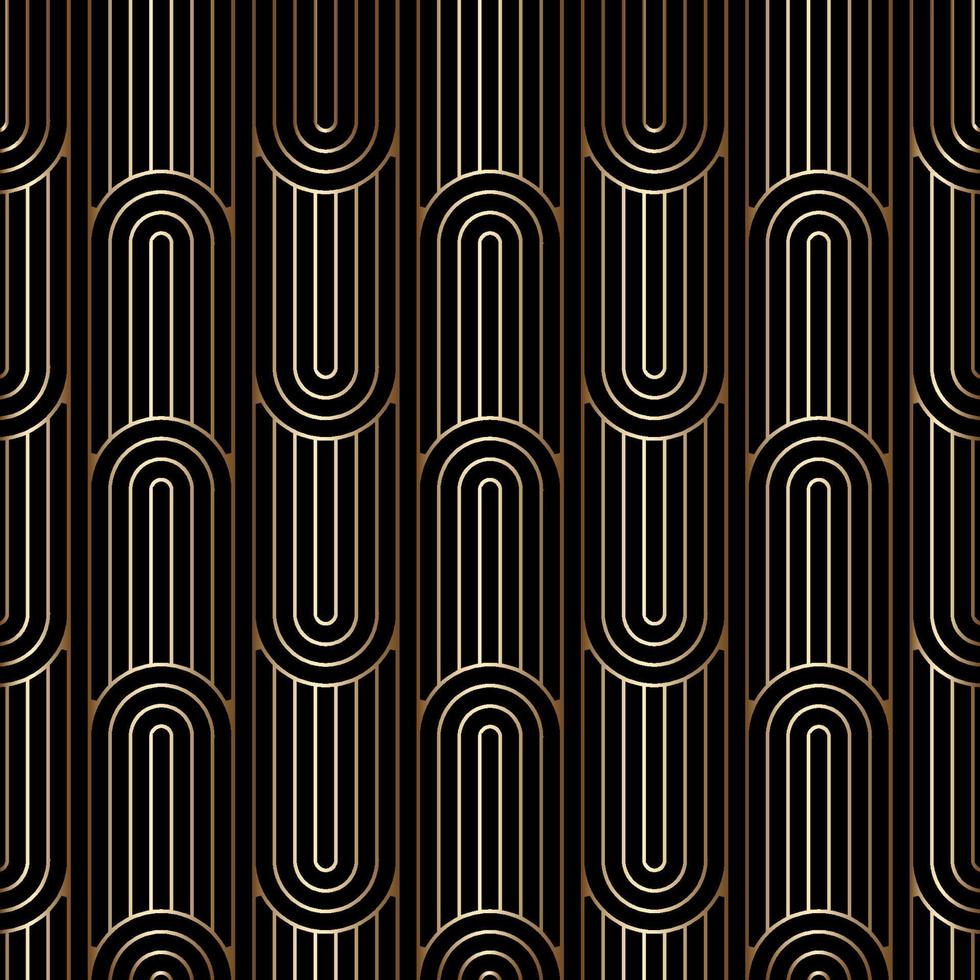 Art-Deco-lineares Muster, nahtloser goldener Hintergrund vektor