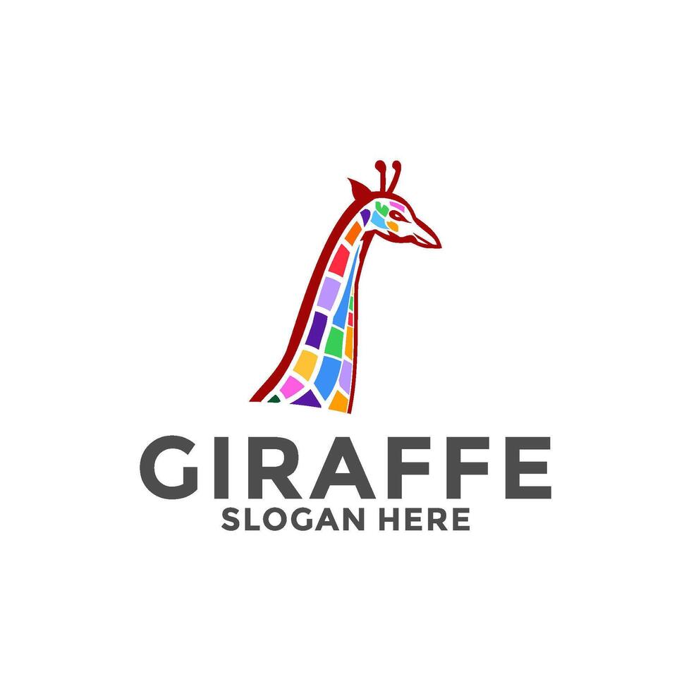 färgrik giraff vektor logotyp, giraff djur- logotyp design mall