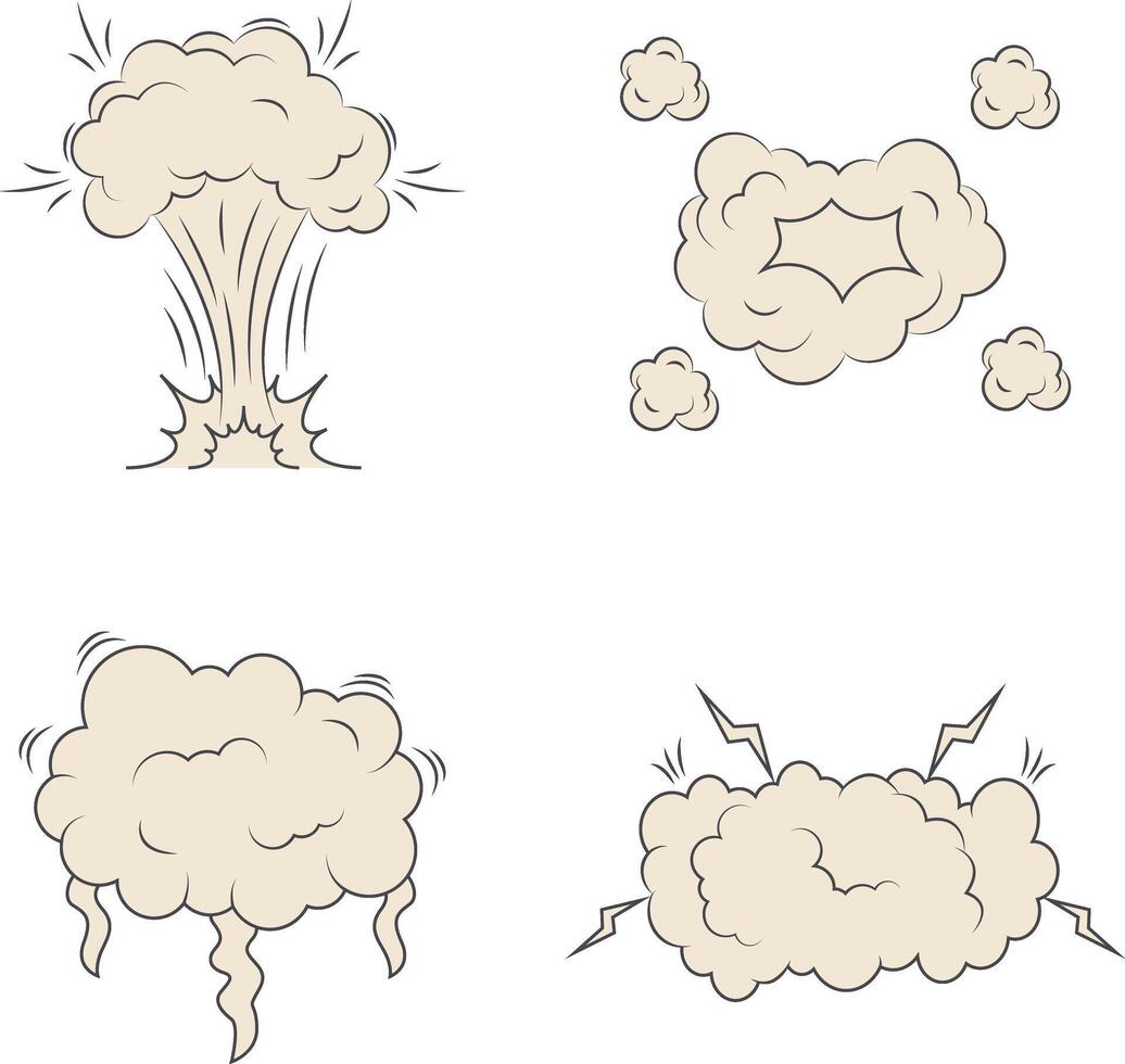 uppsättning av serier explosion moln på vit bakgrund. vektor