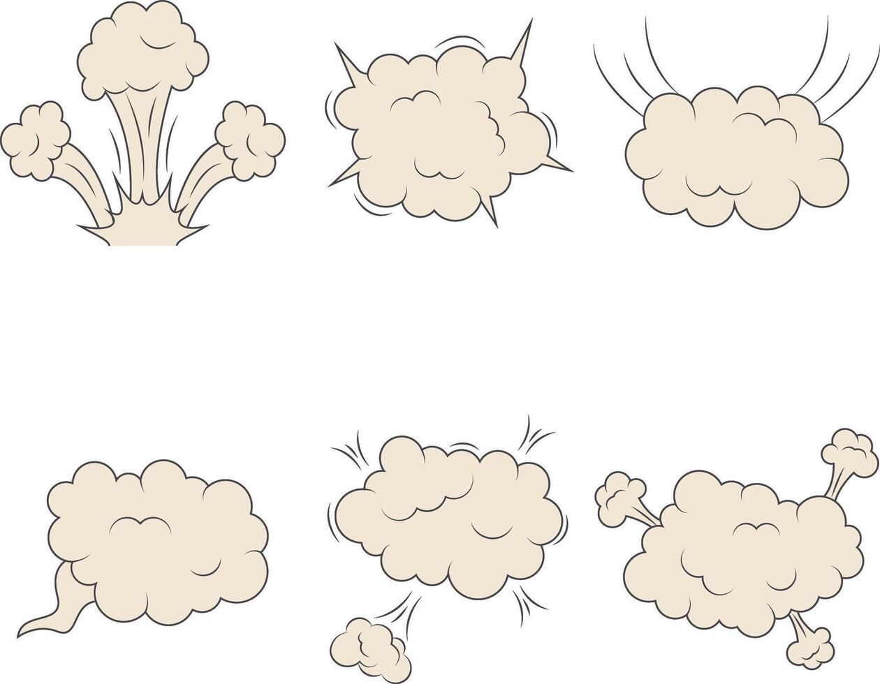 uppsättning av serier explosion moln på vit bakgrund. vektor